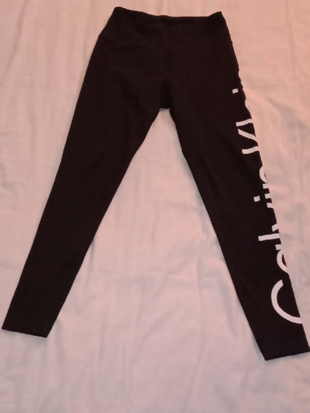 Calvin Klein Black Leggings with White Side Logo